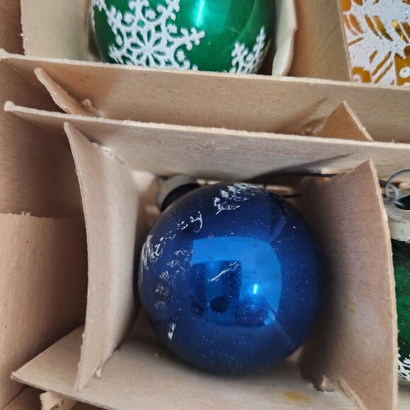 Vintage Santa Land Mercury Glass Ornaments Hand Blown Christmas Poland Box of 9 - Picture 5 of 10